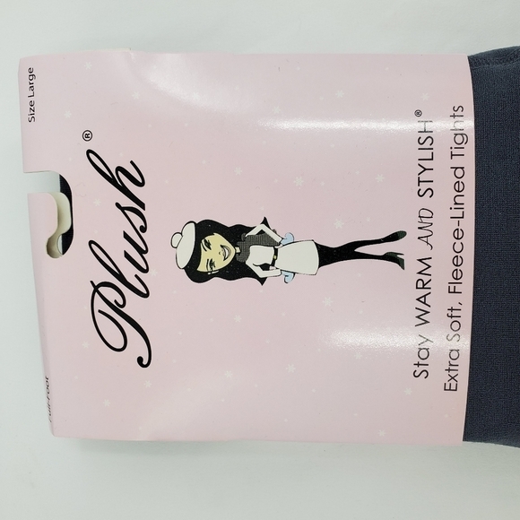 NWT Plush brand charcoal grey fleece line tights L - Picture 2 of 7